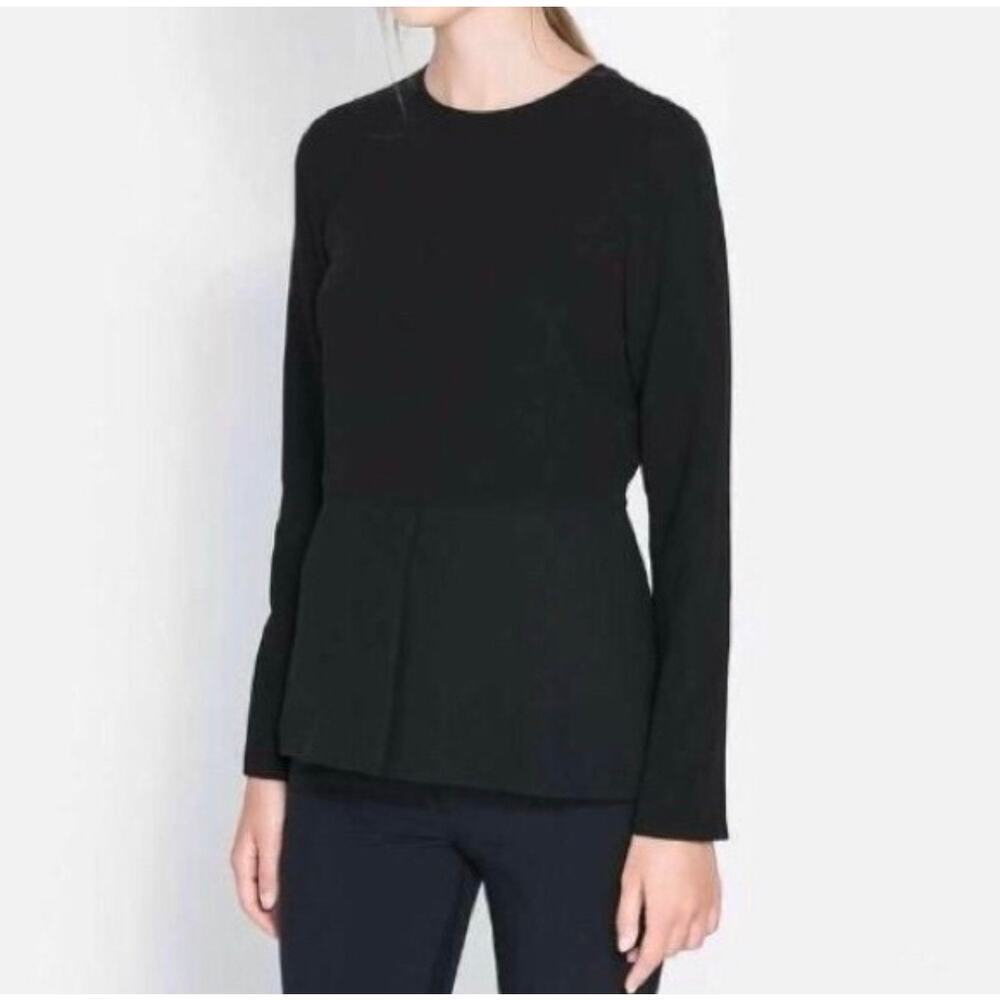 Zara Woman Black Long Sleeve Peplum Dress Top, XS